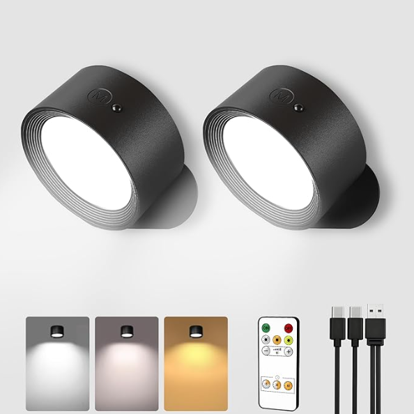 Set de 2 Luces LED para Pared con Control Remoto y Control Táctil